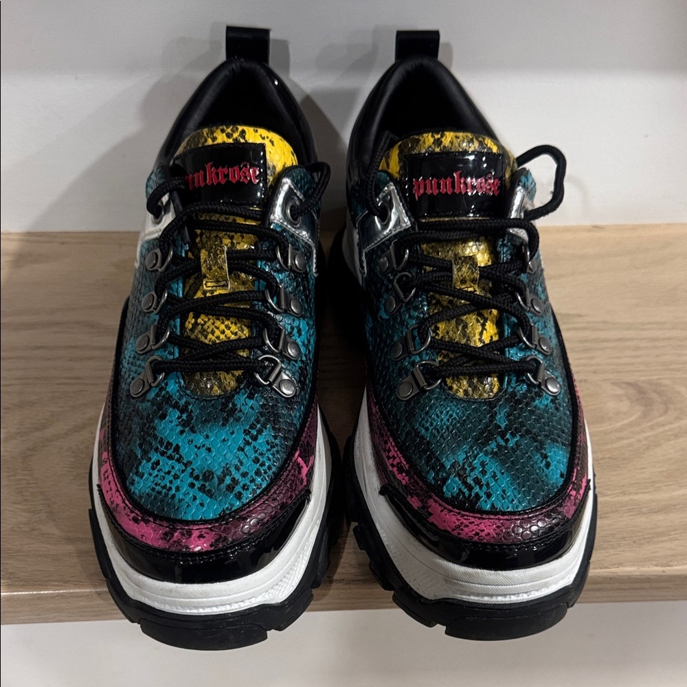 Women's Punkrose Blue Pink Lizard Sneakers Shoes Size 8.5